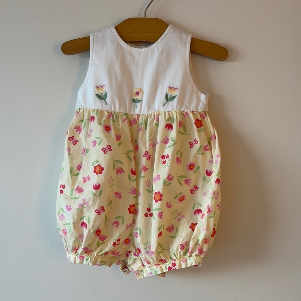 White and Yellow Bodysuit with Playful Pattern